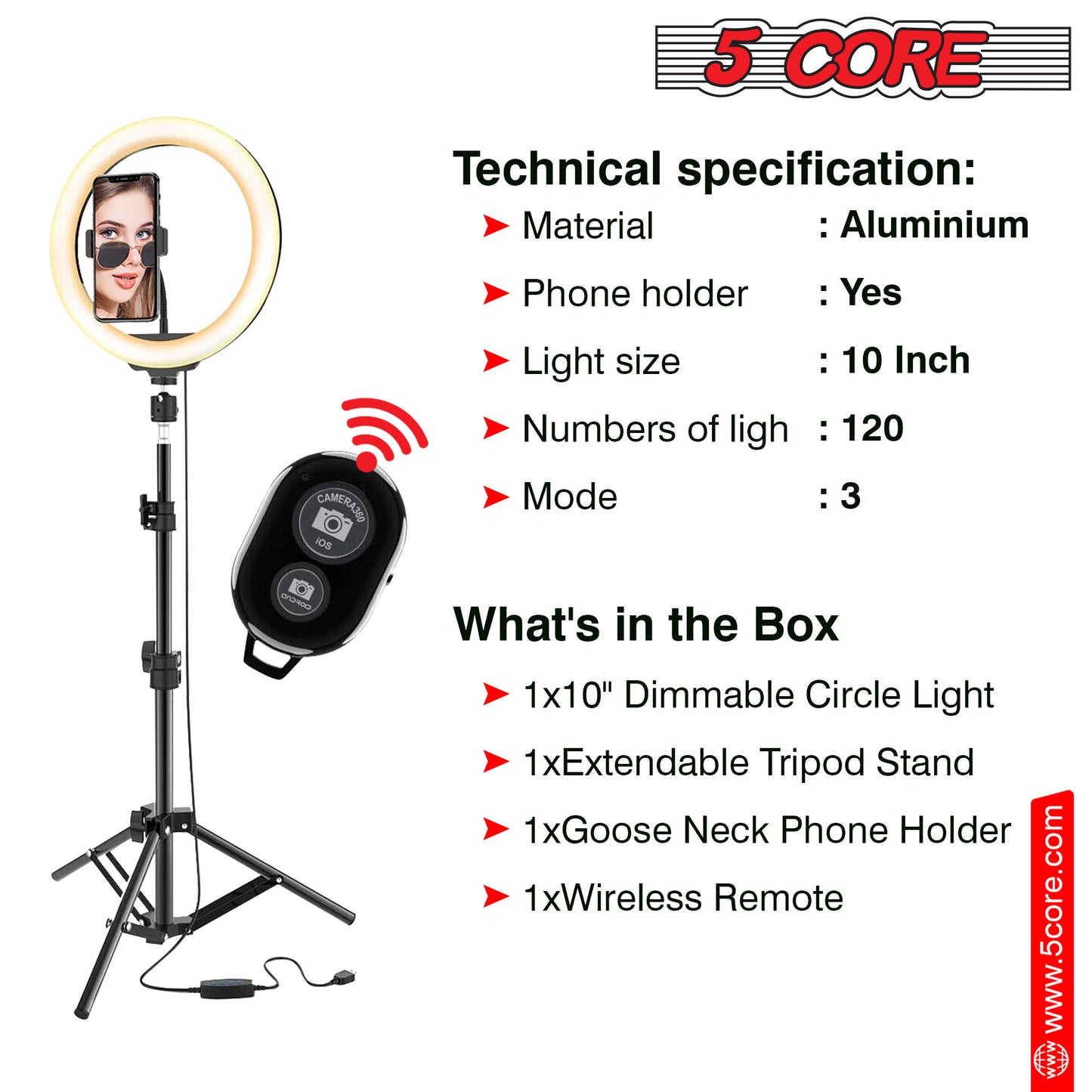 8" / 10" LED TIK Tok Ring Light with Tripod Stand Phone Holder Ringlight Stand for Makeup Tiktok Live Zoom Halo Light 5 Core RL8/ RL10