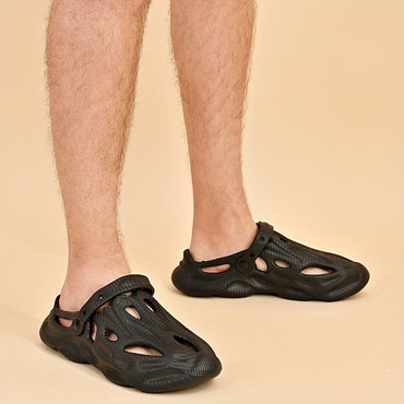 Men's Fashion Plain Color Clogs - Anti Skid Closed-toe Slides Slippers Quick Drying Foam Runners For Indoor Outdoor Shower Beach Pool - For Men - Suitable for Casual Wear, Shower, Beach, Pool - Perfect Gift for Housewarming,