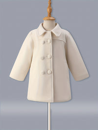 Toddler Girls' Fancy Double Breasted Long Sleeve Winter Coat, Elegant Peacoat Kids Clothing