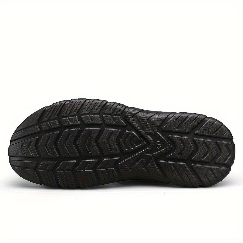 Men's Trendy Open Toe Breathable Split Cow Leather Upper Slippers, Comfy Non Slip Casual Rubber Sole Slides, Men's Footwear