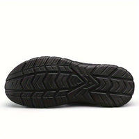 Men's Trendy Open Toe Breathable Split Cow Leather Upper Slippers, Comfy Non Slip Casual Rubber Sole Slides, Men's Footwear