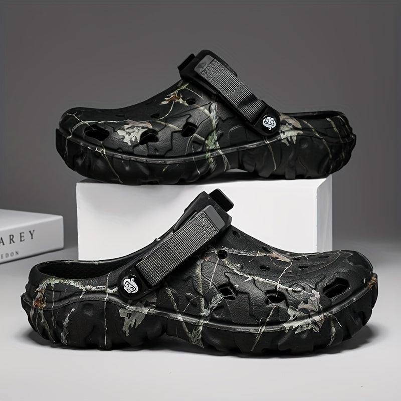 Men's Trendy Hollow Out Breathable Clogs, Comfy Non Slip Durable Soft Sole EVA Slippers For Men's Outdoor Activities, Men's Footwear
