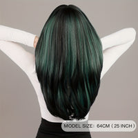 Long Wavy Dark Green Wig For Women Daily Use Natural Synthetic Miidle Part Wigs Layered Heat Resistant Music Festival