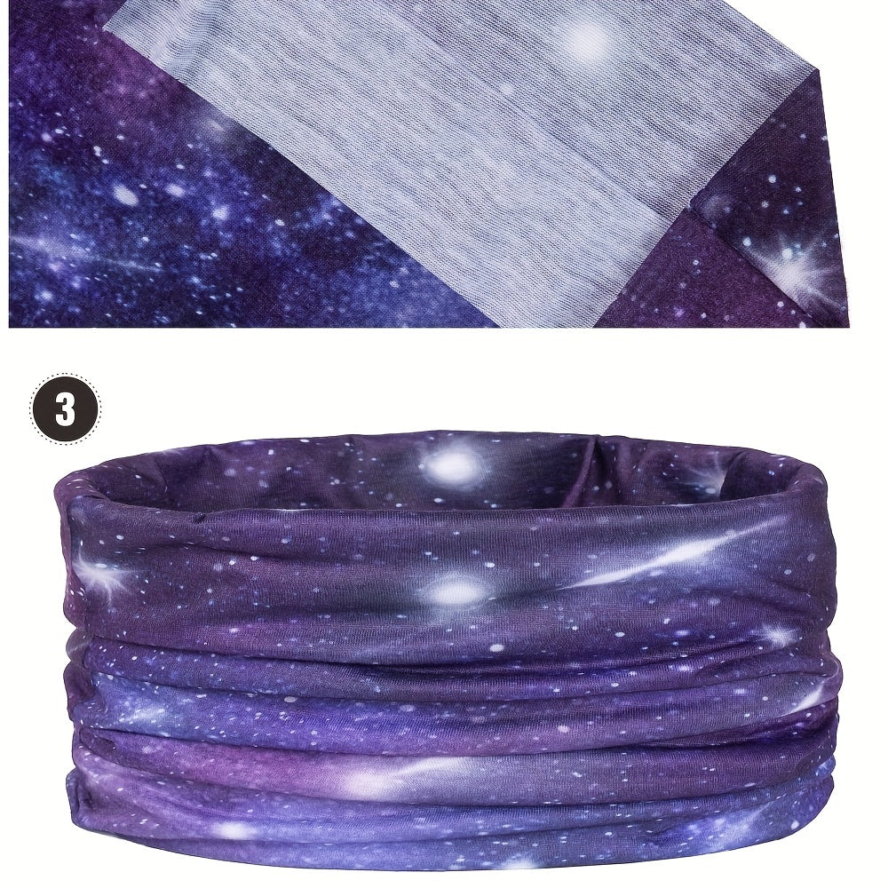 QUALICOS Seamless Sports Scarf - Versatile Neck Gaiter, Headband & Wristband with Vibrant for galaxy & Starry Night Patterns, Unisex All-Season Outdoor Gear for Hiking, Cycling & Fitness, Hiking Accessory, Stylish Headgear, D