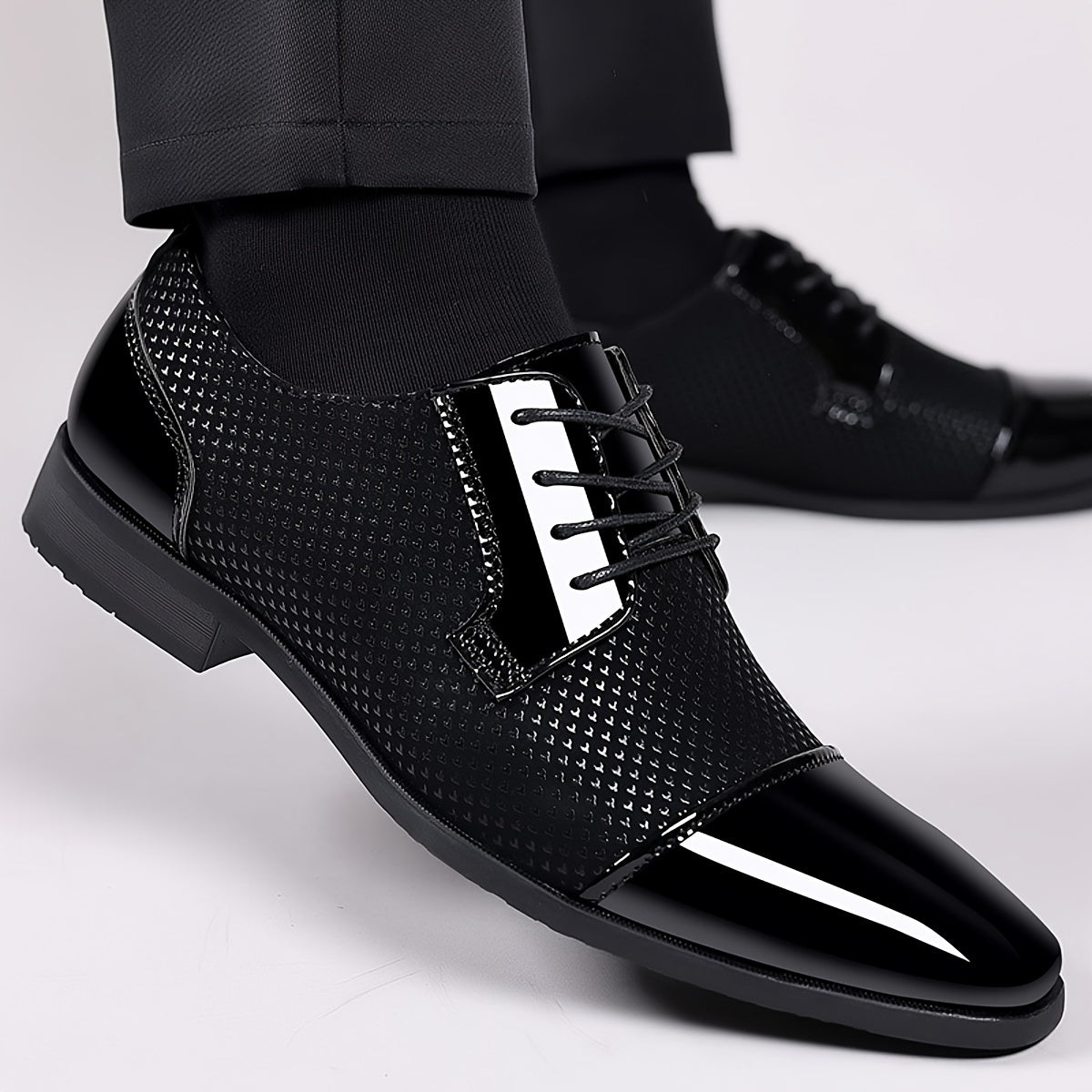 Men'S Dress Shoes Classic Lace-Up Formal Oxfords Modern Tuxedo Business Casual Scale Pattern Comfort Formal Shoes for Men Father'S Day Gift