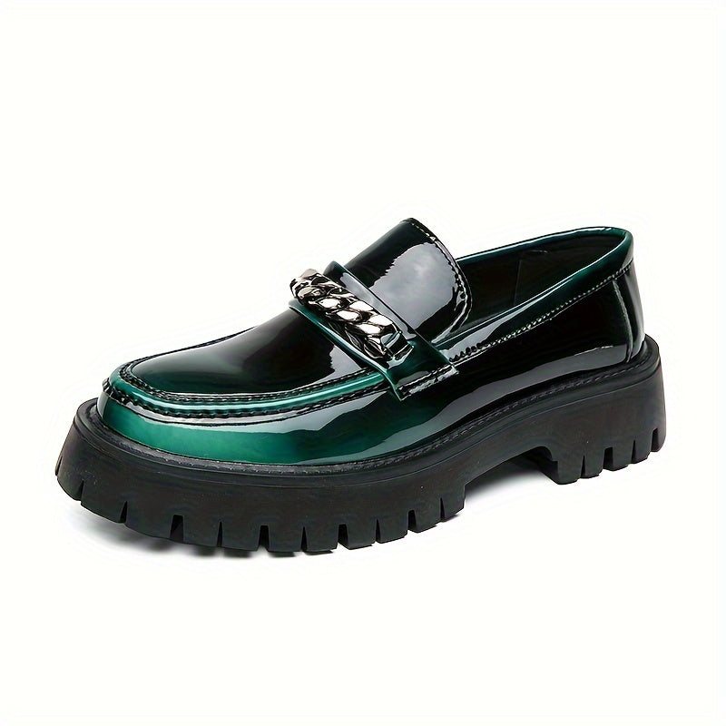 Men's Platform Business Shoes, Comfy Non Slip Casual Durable Rubber Sole Chunky Office Shoes, Men's Footwear