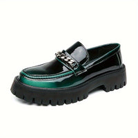 Men's Platform Business Shoes, Comfy Non Slip Casual Durable Rubber Sole Chunky Office Shoes, Men's Footwear