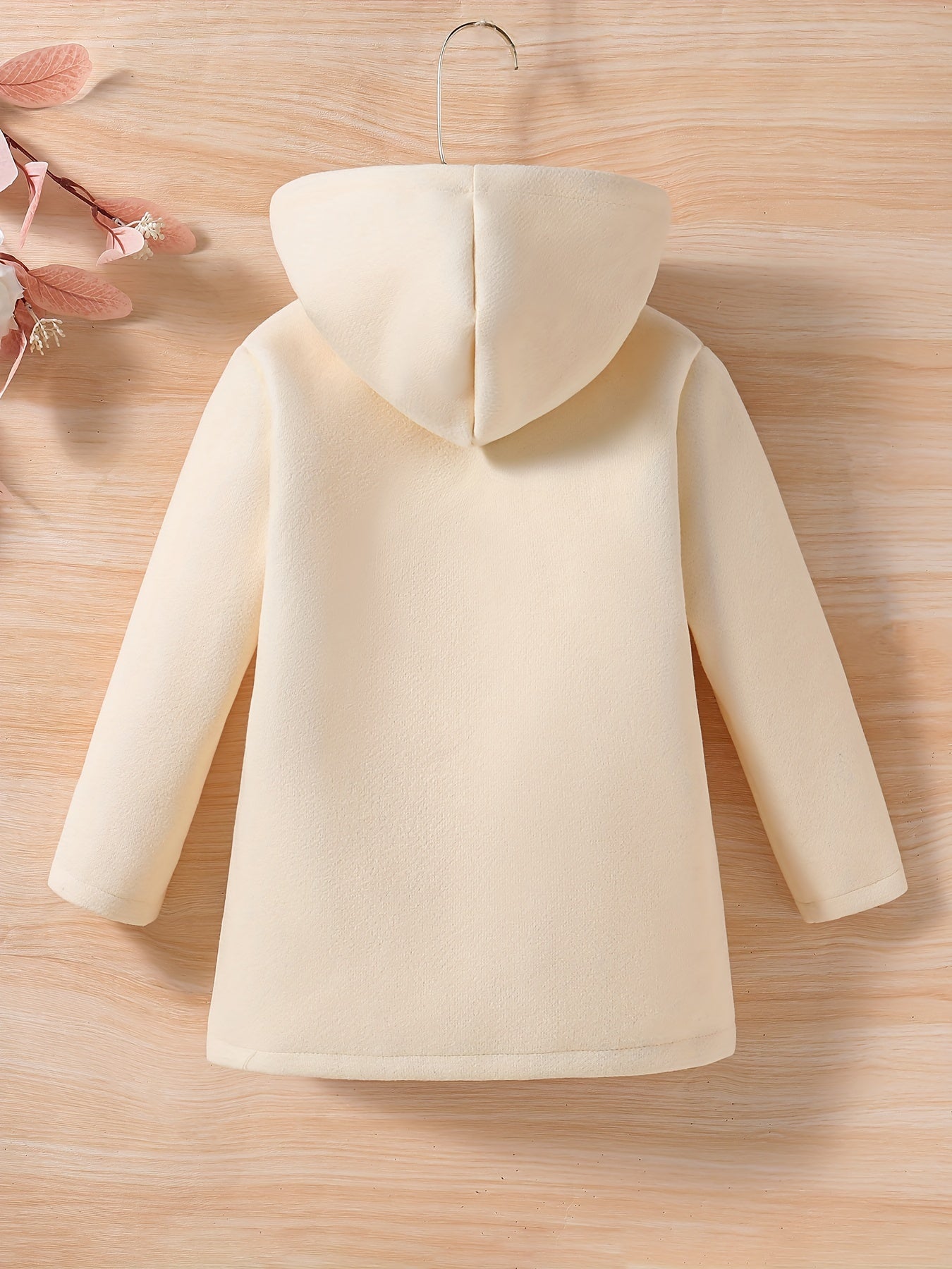 Baby Girls Toddler Girls Casual & Elegant Hooded Coat Floral Print Button Design Hoodies For Autumn And Winter