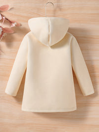 Baby Girls Toddler Girls Casual & Elegant Hooded Coat Floral Print Button Design Hoodies For Autumn And Winter