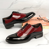 Men's Trendy Color Bock Wingtip Oxford Shoes, Comfy Non Slip Durable Lace Up Elegant Formal Shoes, Men's Footwear