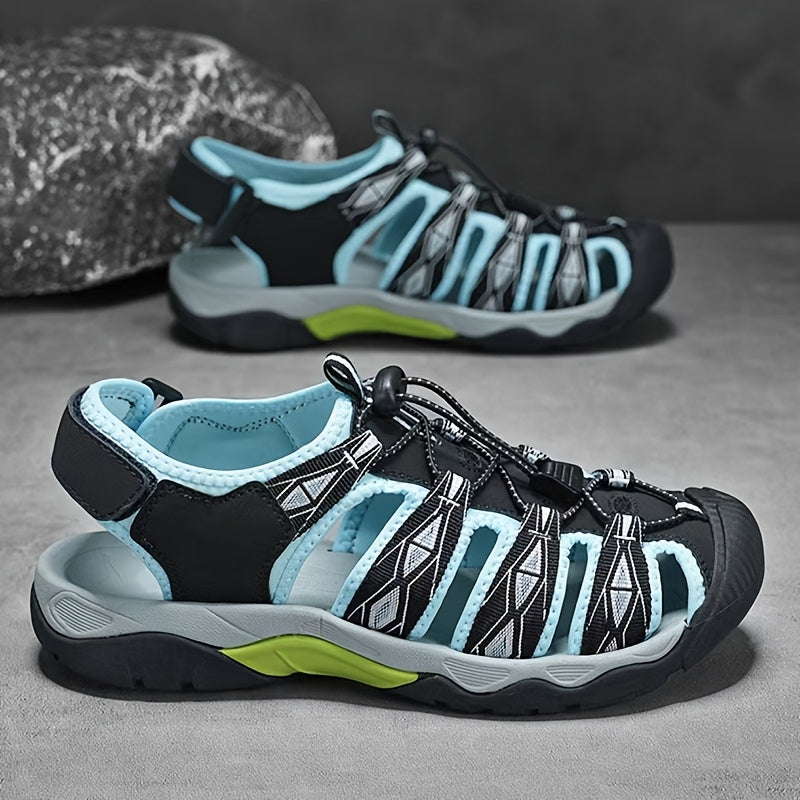 Summer Big Size Men'S Sandals Thick Sole Wear-resistant Outdoor Sports Toe-covered Leisure Sandals Breathable Hollow Men'S Beach Shoes Four-season Slippers