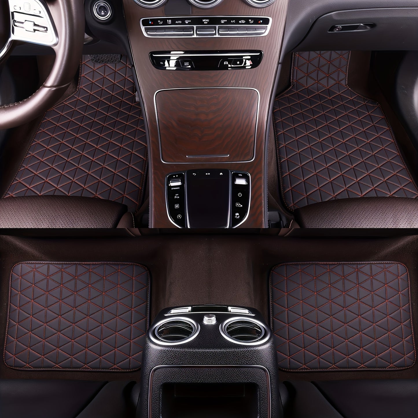 4pcs Car Floor Mats Waterproof PU Leather Universal Car Mats, Simple Design for Men And Women Car Interior Accessories