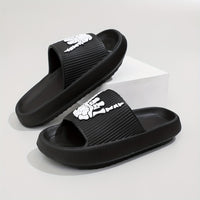 Men's Trendy Rock & Roll Gesture Pattern Open Toe Breathable Chunky Slippers, Comfy Non Slip Anti Odor EVA Slides, Men's Footwear