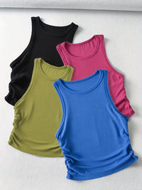 4 Packs Side Ruched Tank Tops, Y2K Crew Neck Tank Tops For Summer, Women's Clothing