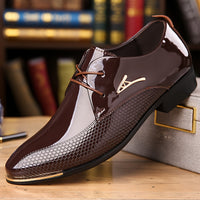 Plus Size Men's Faux Patent Leather Upper Derby Shoes, Comfy Non Slip Rubber Sole Durable Dress Shoes, Men's Footwear
