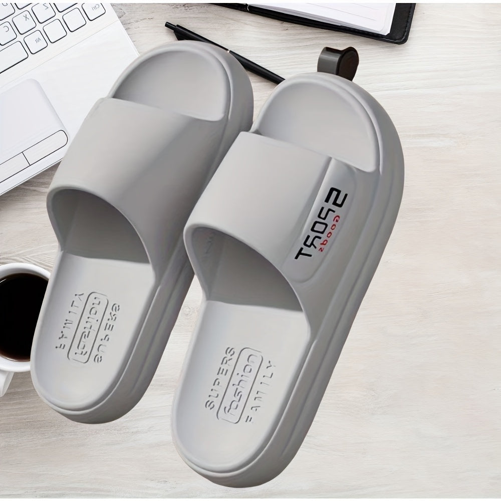 Men's Solid Color Open Toe Breathable EVA Anti Odor Slippers, Comfy Non Slip Casual Durable Slides, Men's Footwear
