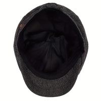 Men&Apos;S Retro Herringbone Flat Cap - Black Casual Beret with Vintage Style, Knitted Polyester, Perfect for Valentine&Apos;S Day, Everyday Headwear | Vintage Flat Cap | Knitted Texture