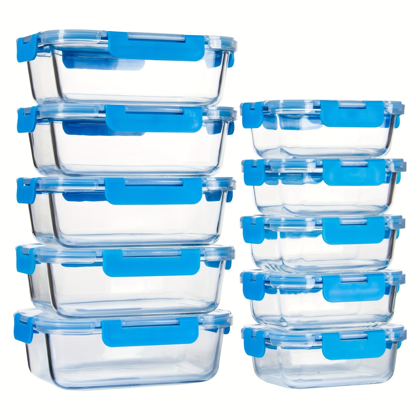 10-PACK Glass Meal Prep Containers Set, Food Storage Containers With Airtight Lids, Glass Lunch Boxes For Home Kitchen Office Lunch