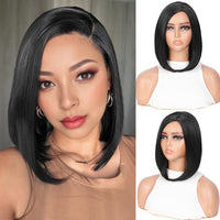 14-Inch Straight Synthetic Bob Wig with Ombre Effect - Black to Red, Heat-Resistant Fiber, Daily Cosplay & Party Style, High-Density Rose Net, Perfect for Women, Party Hair Accessory | Stylish Hairpiece | Heatresistant Fiber,