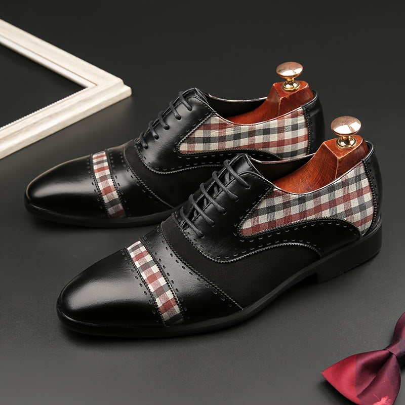 Men's Vintage Elegant Cap Toe Oxford Shoes, Comfy Non Slip Durable Rubber Sole Lace Up Formal Shoes, Men's Footwear