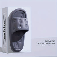 Men's Trendy Letter Print Open Toe Breathable Slippers, Comfy Non Slip Casual Soft Sole EVA Slides, Men's Footwear