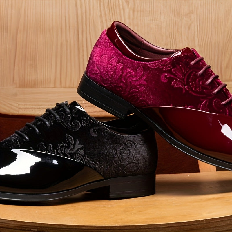 Bruno Marc Classic Glossy Velvet Men's Dress Shoes - Formal Oxford Lace-up Caden