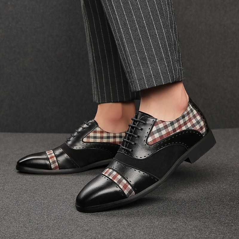 Men's Vintage Elegant Cap Toe Oxford Shoes, Comfy Non Slip Durable Rubber Sole Lace Up Formal Shoes, Men's Footwear