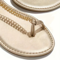 Women's Metal Chain Flat Sandals - Fashion Toe Loop Ankle Strap Summer Shoes - Stylish Beach Party Sandals - For Women -  Suitable for Summer - Perfect Gift for Fashionistas