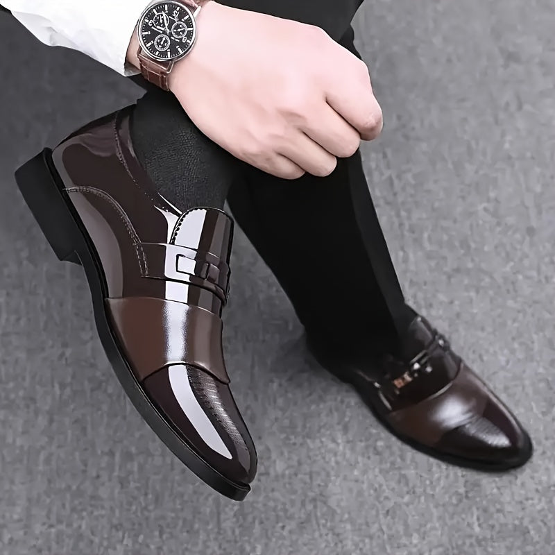 Stylish Men's Dress Shoes - Fashionable PU Upper Slip-On Shoes for Business, Office, Parties, and Weddings - Comfortable, Breathable, and Durable