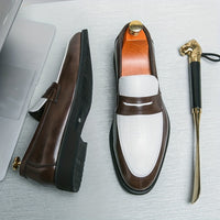 Stylish Men's Color Block Slip-On Loafers - Ultra Comfy, Non-Slip, Durable Rubber Sole, Breathable, Easy to Wear, Versatile Platform Dress Shoes for Formal and Casual Occasions - Men's Footwear