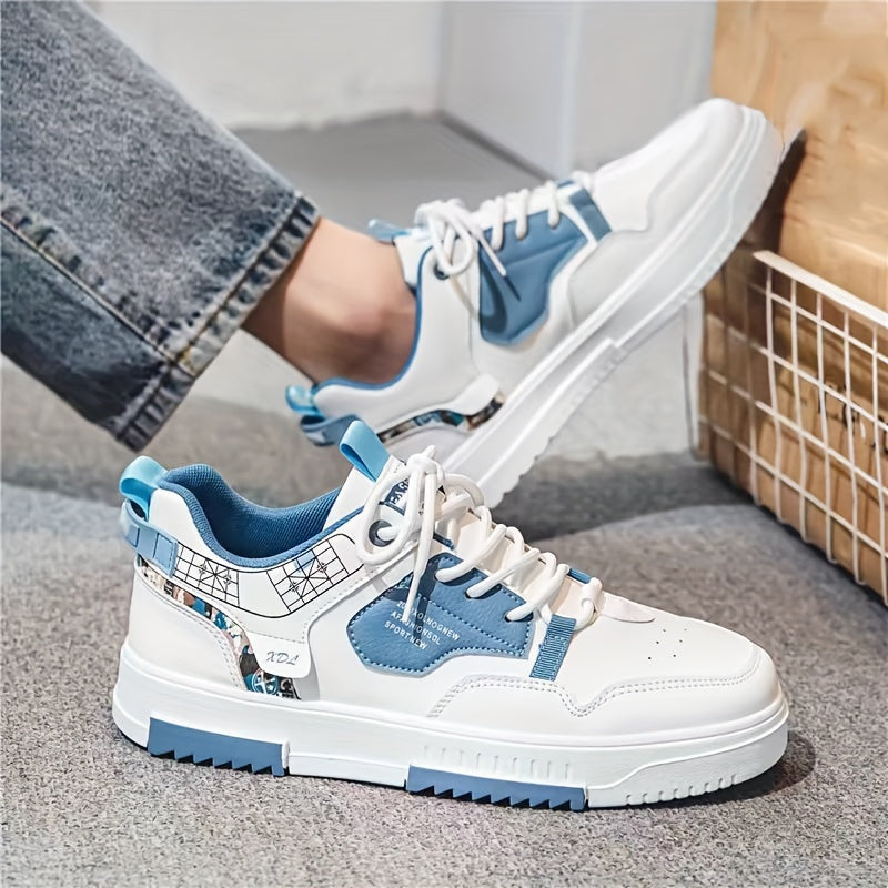 Men's Trendy Skate Shoes, Graphic Print Non-Slip Sneakers, Men's Footwear