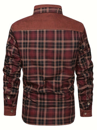 Men's Trendy Thermal Cotton Jacket, Mature Stylish Lapel Button Up Coat For Winter Outdoor Events
