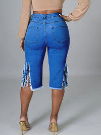 Trendy Women's Distressed Denim Shorts - Fringe Hem, Stylish, Comfortable for Casual Wear