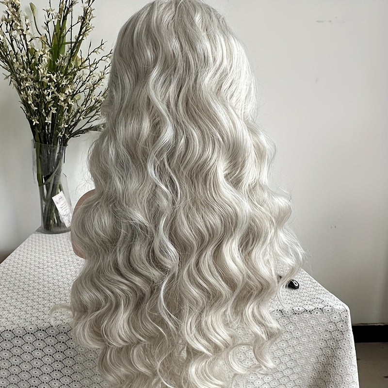 Full Head Lace Front Synthetic Wig - Wavy & Curly Hair, Middle Part, Music Festival Style, Long Hair, Full Coverage, Breathable, Adjustable Cap, Easy to Wear - for Women, Perfect for Music Festivals, Cosplay, and Everyday Wea