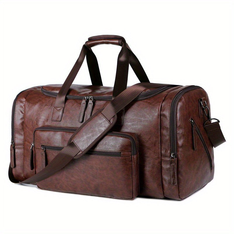 Men'S Genuine Travel Duffel Bag - Adjustable Shoulder Straps, Multiple Compartments, Durable & Stylish for Weekends, Trips & Daily Use (Black), Luggage for Travel, Secure Zipper Closure