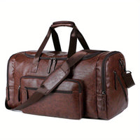 Men'S Genuine Travel Duffel Bag - Adjustable Shoulder Straps, Multiple Compartments, Durable & Stylish for Weekends, Trips & Daily Use (Black), Luggage for Travel, Secure Zipper Closure