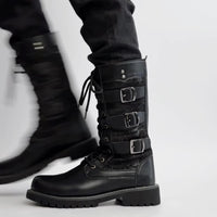 Men's Trendy Solid Colour High Top Lace Up Boots, Comfy Non Slip Durable Rubber Sole Shoes For Men's Outdoor Activities, Men's Footwear