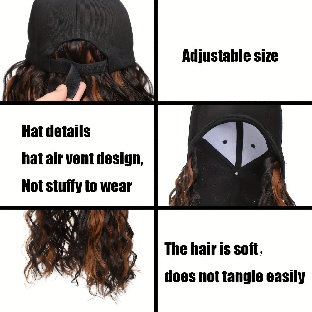 12 Inch Short Wave Baseball Cap Wig With Curly Hair Extension Synthetic Wave Wig Hat For Women Adjustable Baseball Hat Wig