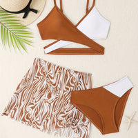3pcs Fashionable Girls Bikini Swimwear Set - Comfortable, Quick-Dry Bathing Suit with Adjustable Straps - Perfect Sun-Ready Summer Clothes for Beach Vacations