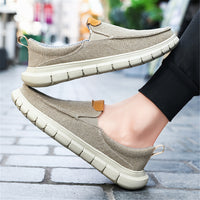 Men's Solid Color Breathable Slip On Canvas Shoes, Comfy Non Slip EVA Sole Durable Walking Shoes, Men's Footwear