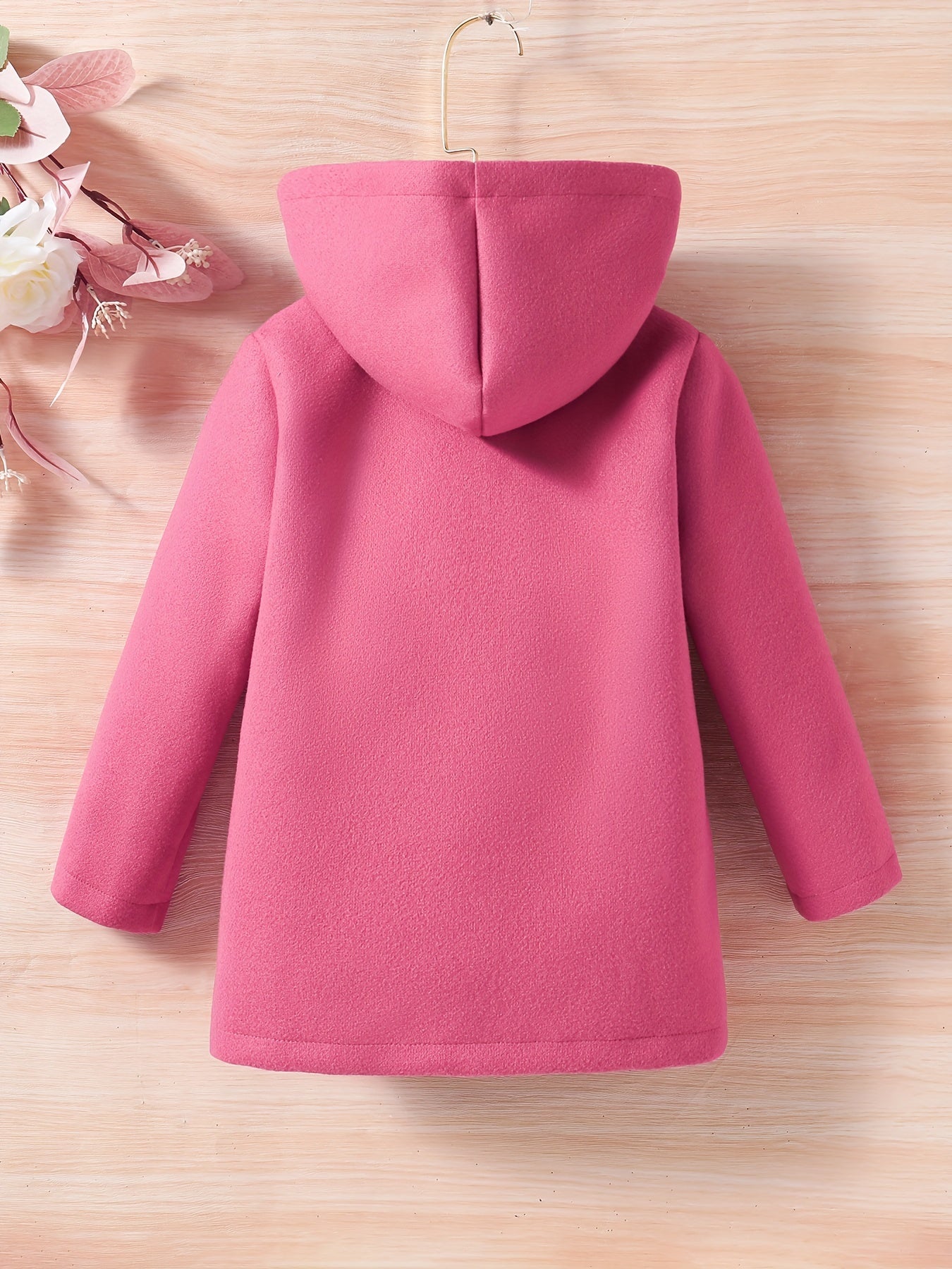 Baby Girls Toddler Girls Casual & Elegant Hooded Coat Floral Print Button Design Hoodies For Autumn And Winter