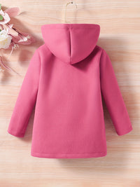 Baby Girls Toddler Girls Casual & Elegant Hooded Coat Floral Print Button Design Hoodies For Autumn And Winter