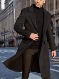 Men's Semi-formal Single Breasted Lapel Elegant Retro Trench Coat for Fall Winter Business
