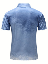 Men's Vibrant Pink to Purple Gradient Short Sleeve Shirt - Lightweight Polyester, Button-Up with Chest Pocket, Ideal for Summer Beach Parties & Casual Wear, Beach Wear