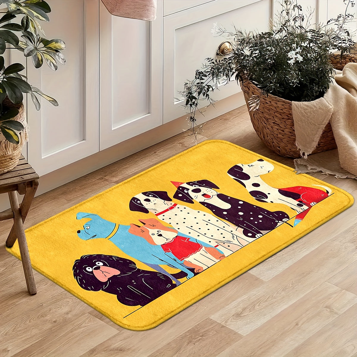 Festive Dog Animal Kitchen Mats: Non-slip, Durable, and Comfortable for Kitchen, Home, Office, Bathroom, and Laundry Room - Available in Different Sizes