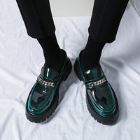 Men's Platform Business Shoes, Comfy Non Slip Casual Durable Rubber Sole Chunky Office Shoes, Men's Footwear