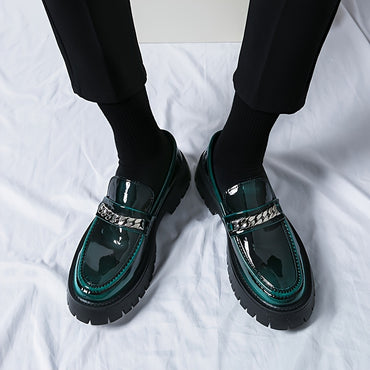 Men's Platform Business Shoes, Comfy Non Slip Casual Durable Rubber Sole Chunky Office Shoes, Men's Footwear