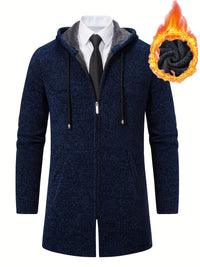 Men's Autumn And Winter Plush Thick Warm Mid Length Hooded Cardigan Best Sellers