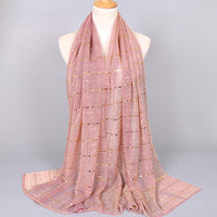 Women Solid Color Scarf Thin Breathable Shawl Lightweight Sparkling Metallic Wrap