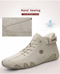 [CLOHOO Boots] CLOHOO Brand Men's Pig Short Boots | Preppy Style, Round Toe, Solid Color, Elastic Closure, Lining | England Scene, Spring, Fall, Winter, Summer